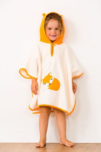 Poncho de bain bébé renard en 100% coton, 55 x 70 cm 6