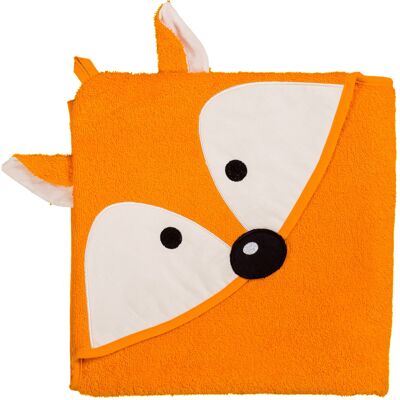 Asciugamano bambino volpe con cappuccio arancione, 100 x 100