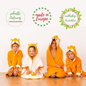 Serviette à capuche renard pour enfants, naturel, 100 x 100 cm 5