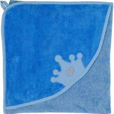 Asciugamano con cappuccio Prince per bambini, blu, 100 x 100