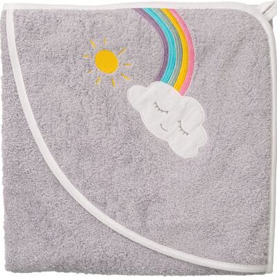 Asciugamano con cappuccio baby cloud in grigio, 100 x 100 cm