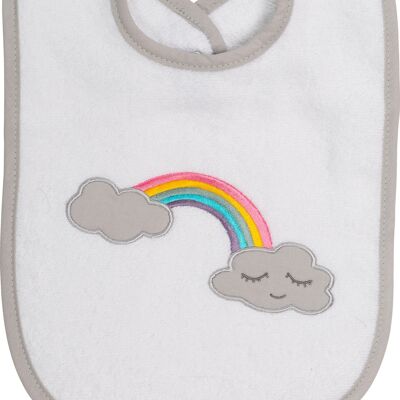 Rainbow cloud bib, 24 x 24 cm