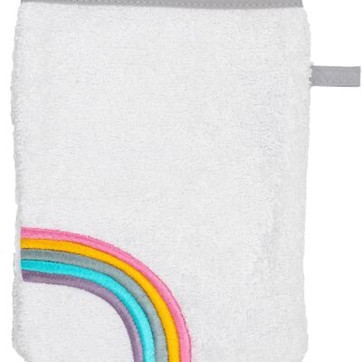 Guante de lavado infantil con arcoiris