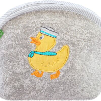 Toiletry bag duck, light grey, size 20 x 13 cm
