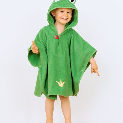 Bath poncho frog for girls and boys, green