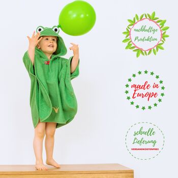 Poncho de bain grenouille pour filles et garçons, vert 7