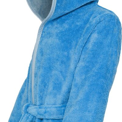 Children's bathrobe with dinosaur on the hood, blue