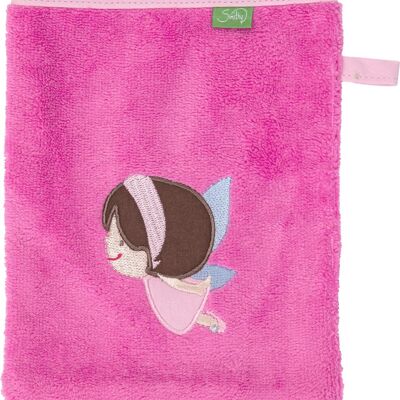 Manopla de baño infantil duende rosa