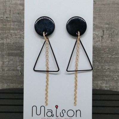 boucles d'oreilles - Resine 10 - triangle - or/noir