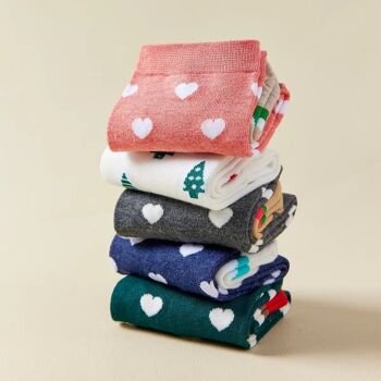 Chaussettes Coeur Noël (Lot x4) 5