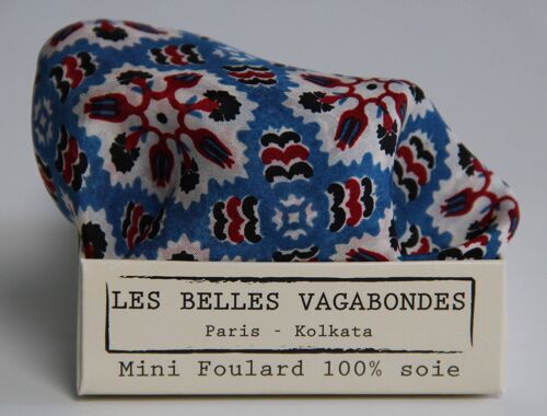 Mini Foulard en soie Marrakech Bleu