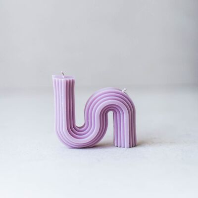2-wick S-shaped Wavy Candle - Violet