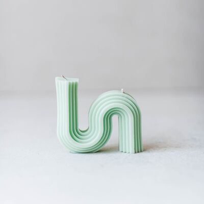 2-wick S-shaped Wavy Candle - Mint