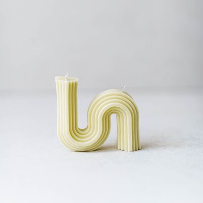 2-wick S-shaped Wavy Candle - Yellow