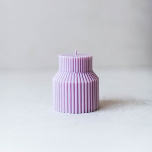 Two-Tier Ribbed Pillar Candle - Violet