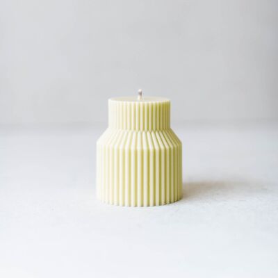 Two-Tier Ribbed Pillar Candle - Yellow