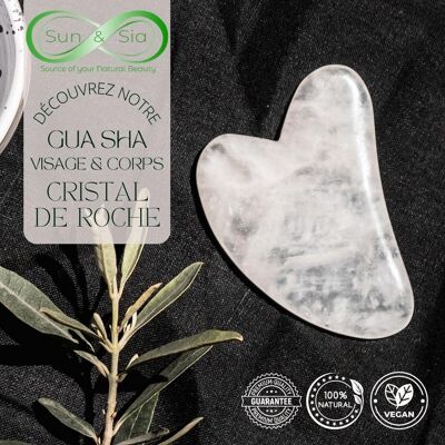 Gua sha – Cristal de Roche Naturelle – Outil Accessoire Massage – Lifting Visage – Housse Offerte