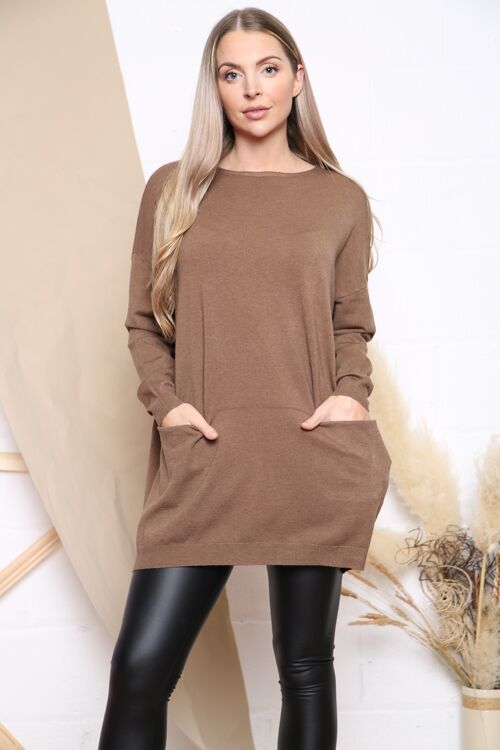 Camel comfortable fit jumper with pockets