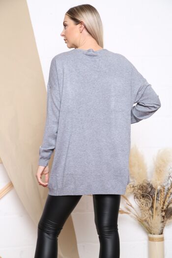 Pull gris coupe confortable avec poches 3