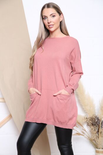 Pull rose coupe confortable avec poches 2