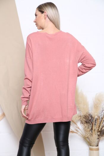 Pull rose coupe confortable avec poches 3