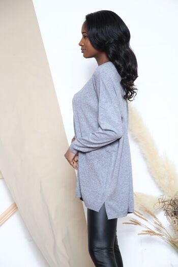 Pull ample manches longues gris 2