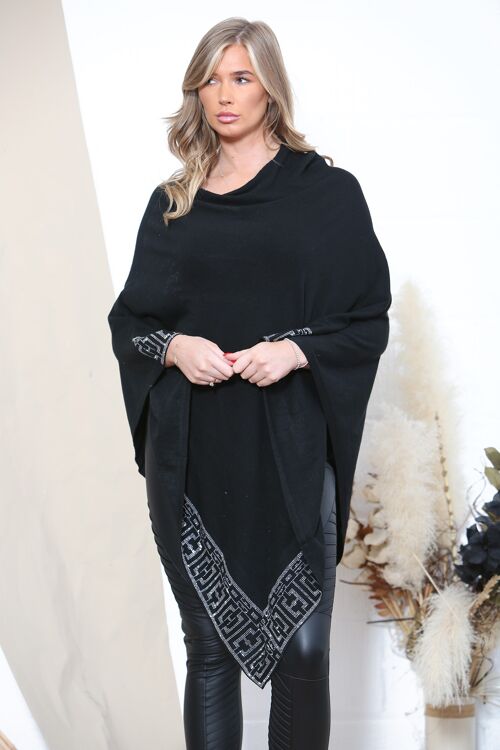 Black sparkle embossed poncho