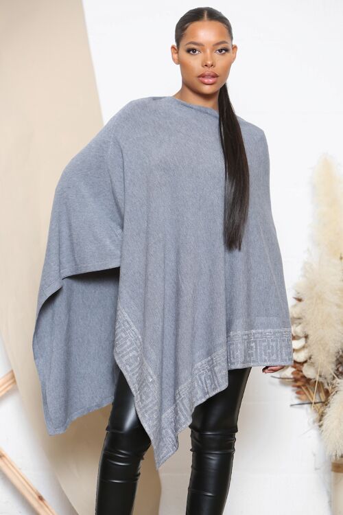 Grey sparkle embossed poncho