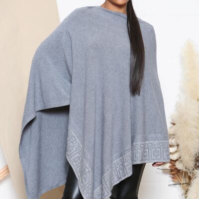 Grey sparkle embossed poncho