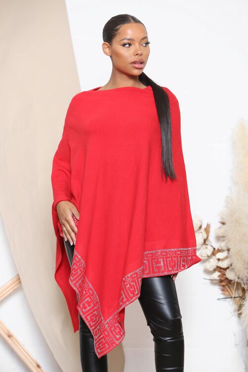 Red sparkle embossed poncho