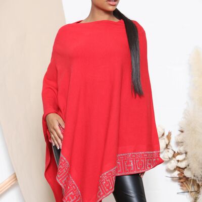 Red sparkle embossed poncho