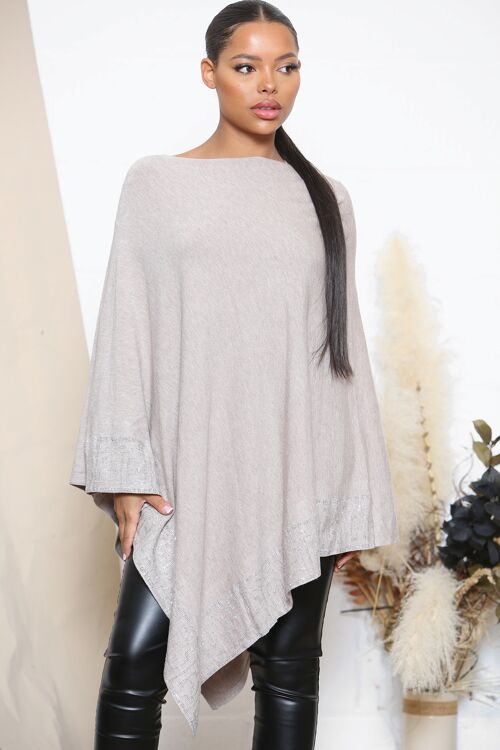 Taupe sparkle embossed poncho