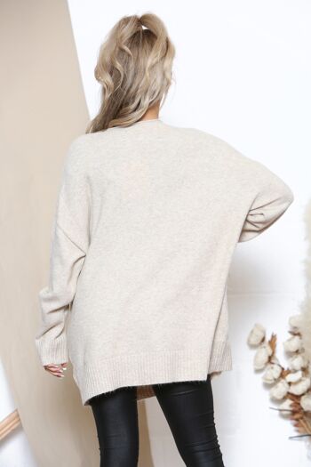 Pull souple bras rayé beige 3