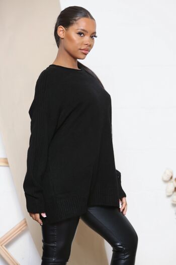 Pull souple bras rayé noir 2