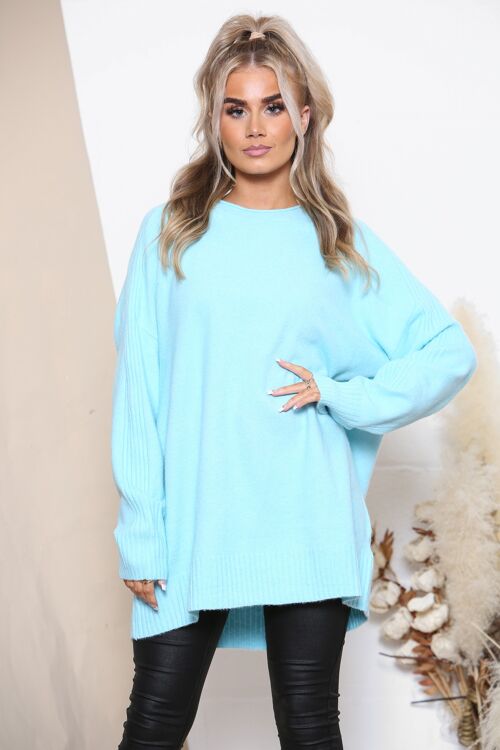 Sky Blue striped arm soft jumper