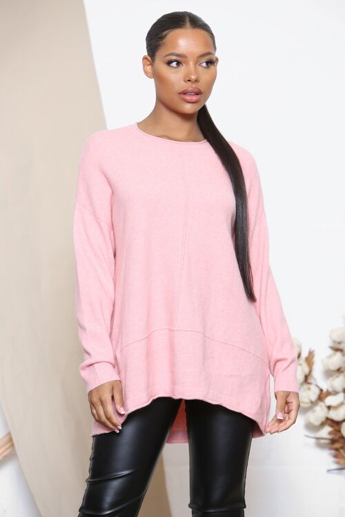 Pink wool blend piping detail top