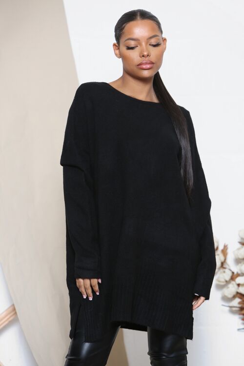 Black oversized wool blend jumper