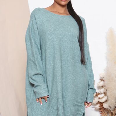 Oversized-Pullover aus Wollmischung in Lake Green
