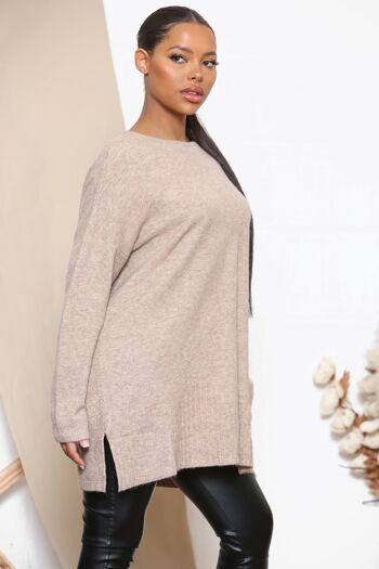 Pull oversize en laine mélangée taupe 2