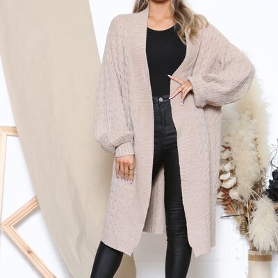 Camel cable knit relaxed cardigan