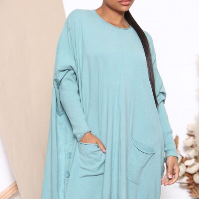 Lake Green oversized jumper with decorative buttons