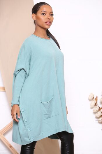 Pull oversize Lake Green avec boutons décoratifs 2