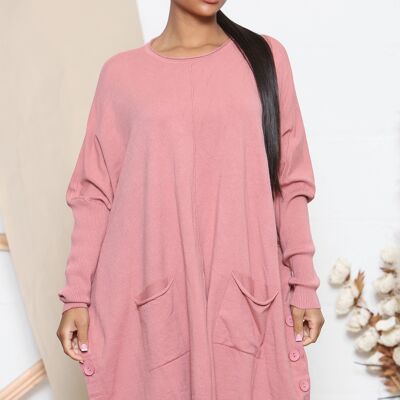 Pink oversized jumper with decorative buttons
