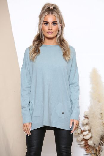 Pull casual Lake Green avec détail cœur 4