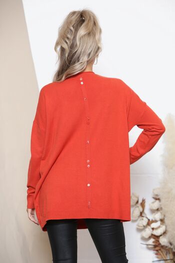 Pull casual rouge détail coeur 3