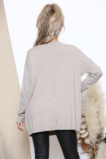 Pull casual taupe détail coeur 3