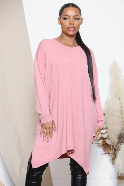 Pink plain oversized jumper