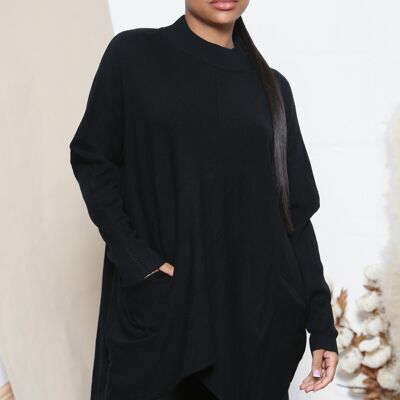 Black loose fit high neck jumper