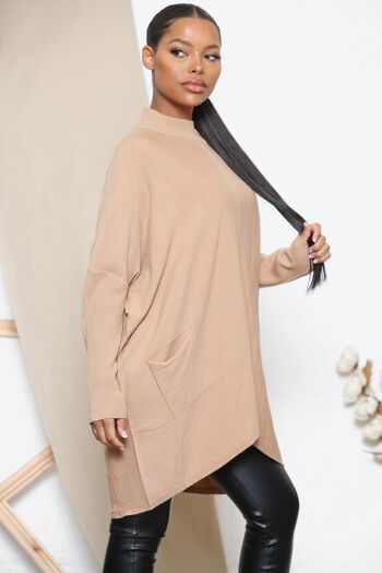 Pull ample col montant camel 2