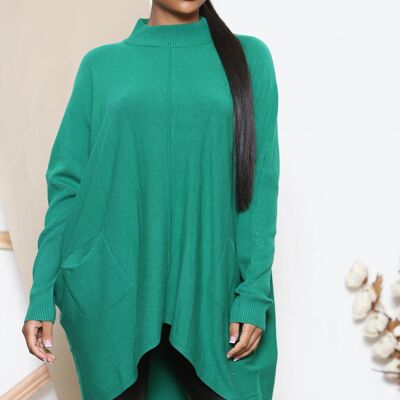 Grüner locker sitzender Pullover mit Stehkragen
